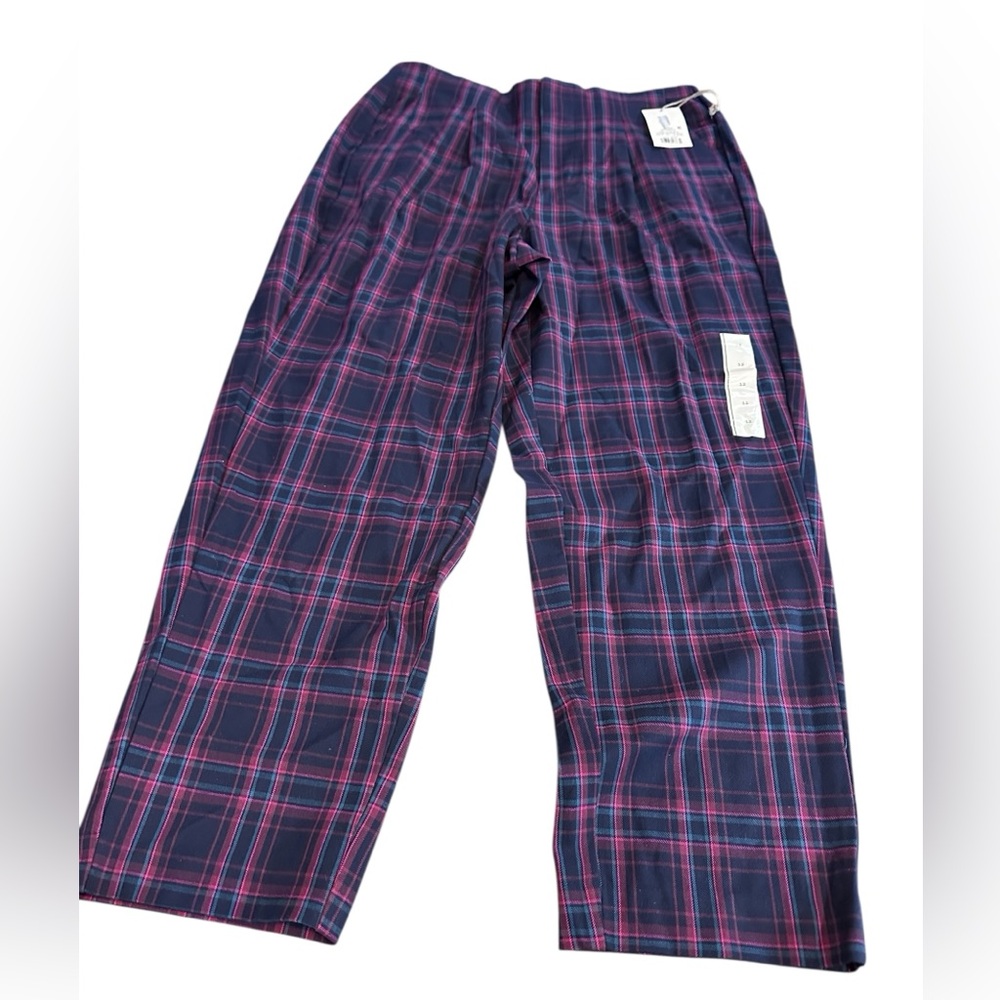 A New Day Plaid Dress Pants Size‎ 12 Elastic Waist Pull-On tapered leg size 12 R